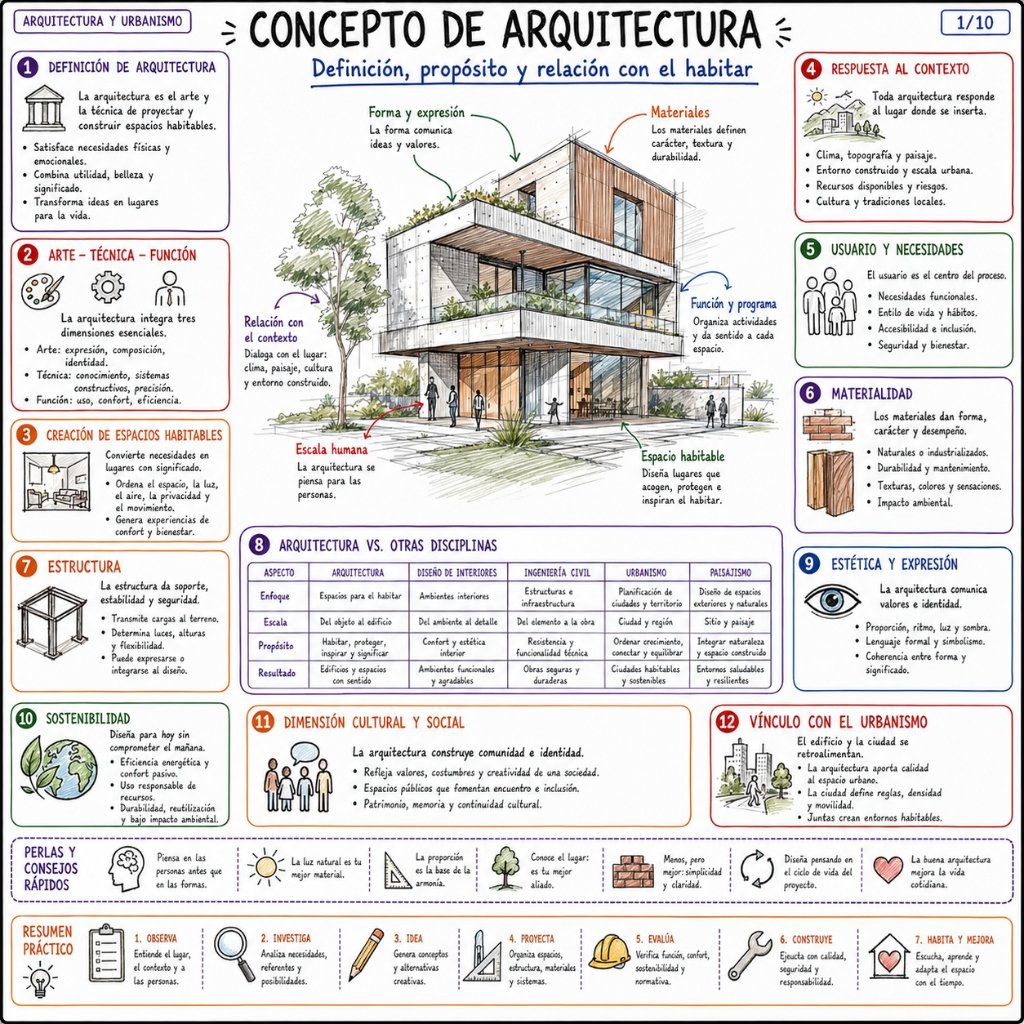 1/10 Concepto de Arquitectura: Definición, propósito y relación con el habitar