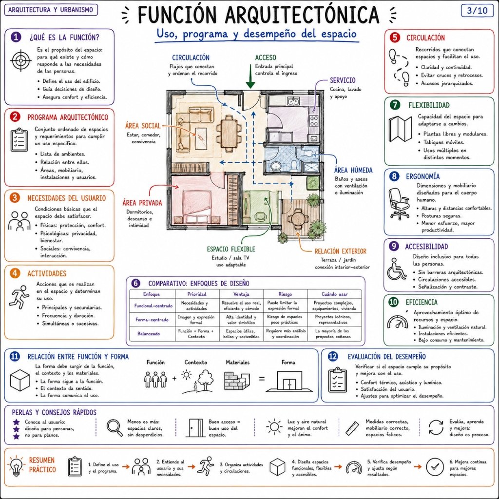 3/10 Función Arquitectónica: Uso, programa y desempeño del espacio