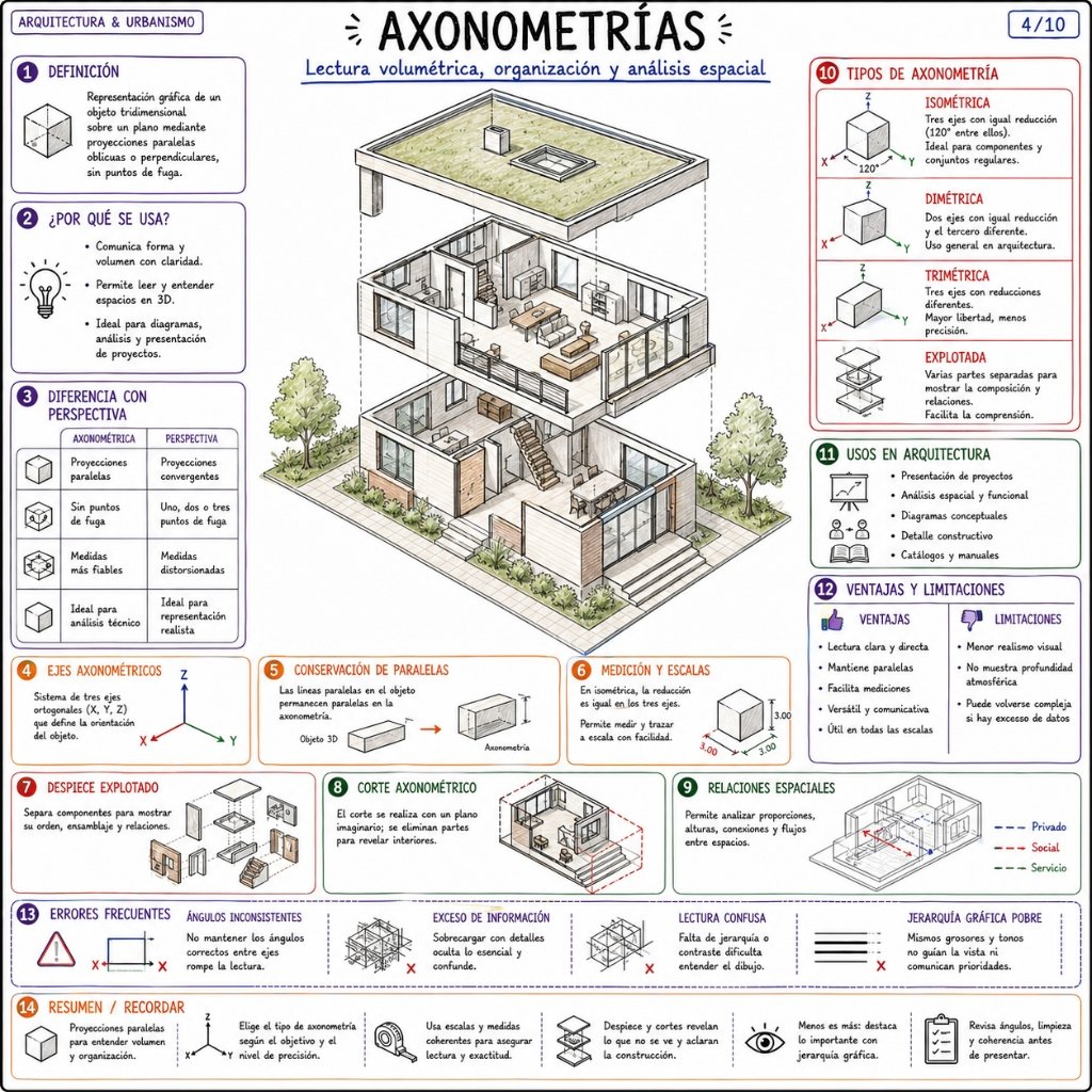 4/10 Axonometrías: Lectura volumétrica, organización y análisis espacial