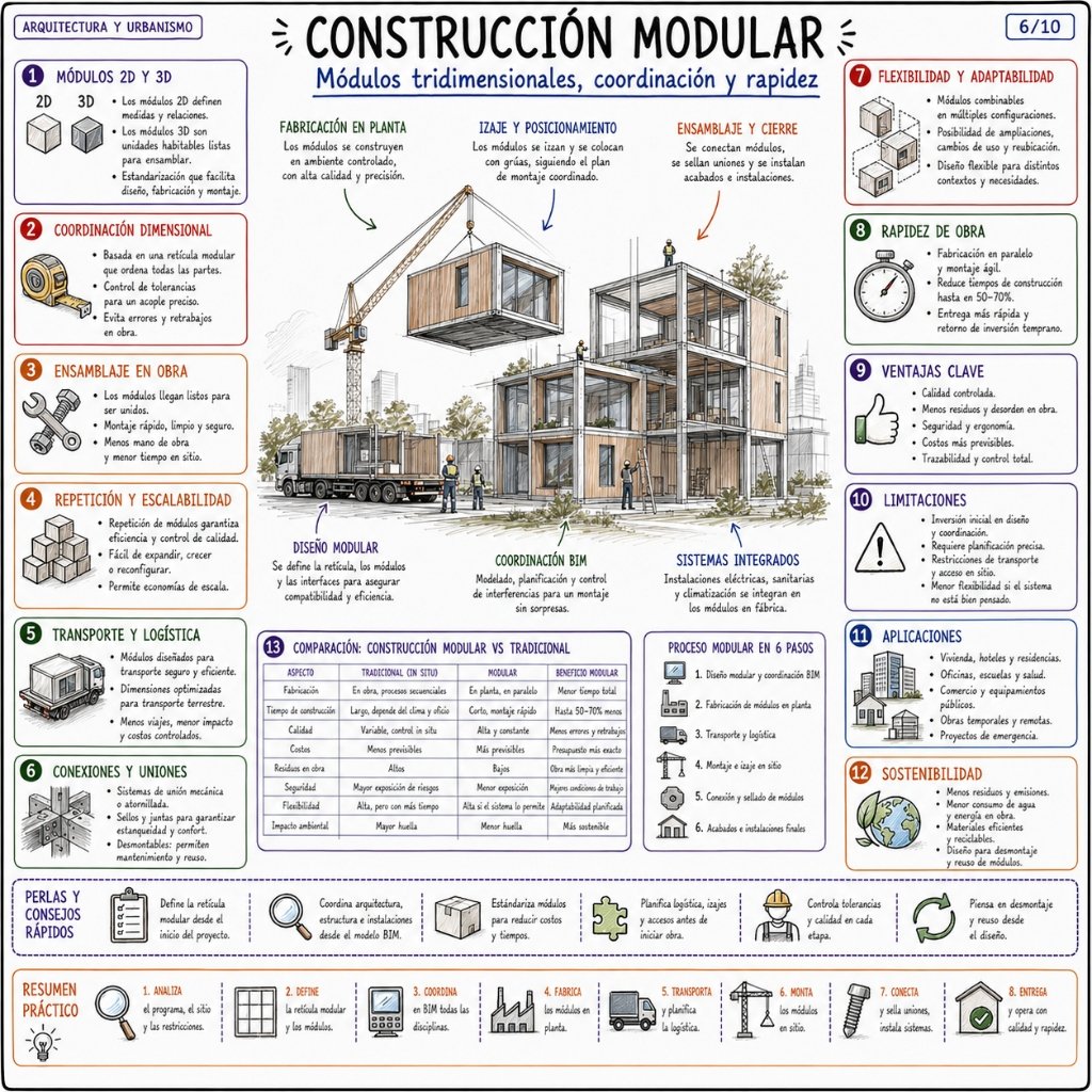 6/10 Construcción Modular: Módulos tridimensionales, coordinación y rapidez