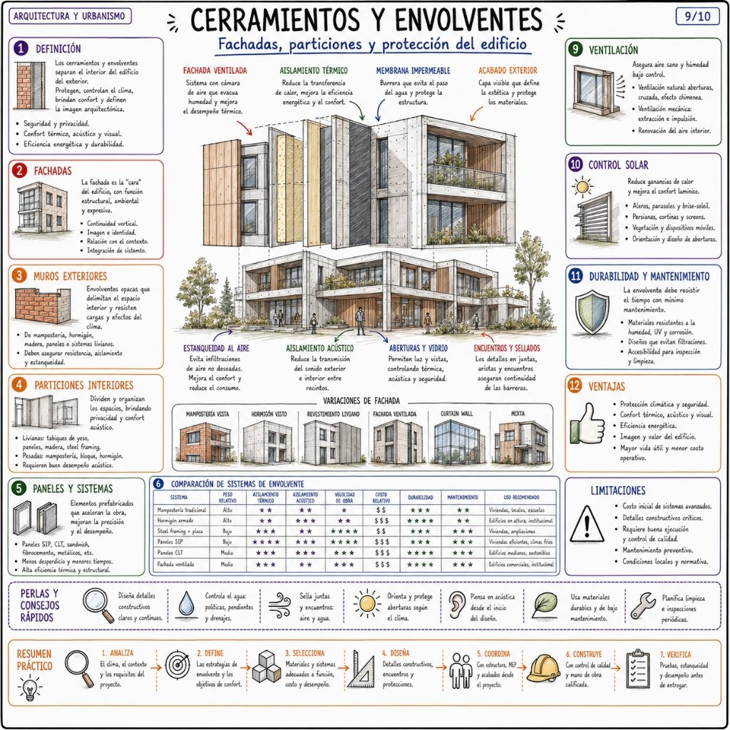 9/10 Cerramientos y Envolventes: Fachadas, particiones y protección del edificio